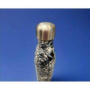S'Well Starbucks Stainless Steel Water Coffee Bottle Blue Black Flowers 17oz Art